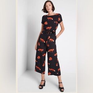 Modcloth Black Jumpsuit with Fox Pattern